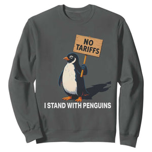 Funny Penguin Resist Sweatshirt No Tariffs I Stand With Penguins TS02 Dark Heather Print Your Wear
