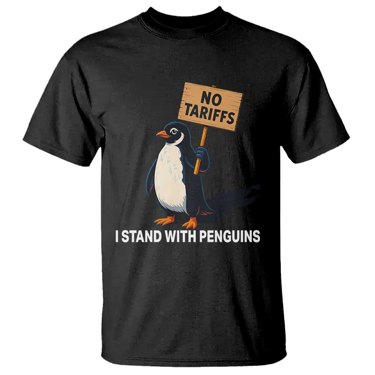Funny Penguin Resist T Shirt No Tariffs I Stand With Penguins TS02 Black Print Your Wear