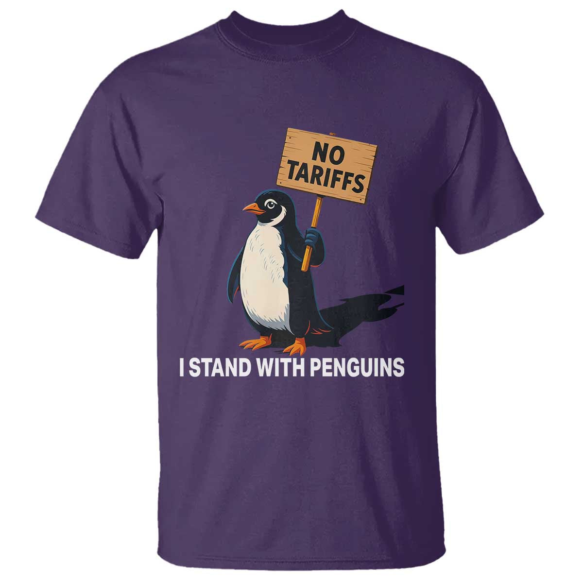 Funny Penguin Resist T Shirt No Tariffs I Stand With Penguins TS02 Purple Print Your Wear