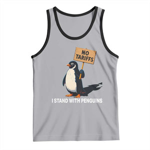Funny Penguin Resist Tank Top No Tariffs I Stand With Penguins TS02 Athletic Heather Black Print Your Wear