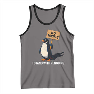 Funny Penguin Resist Tank Top No Tariffs I Stand With Penguins TS02 Deep Heather Black Print Your Wear