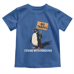 Funny Penguin Resist Toddler T Shirt No Tariffs I Stand With Penguins TS02 Royal Blue Print Your Wear