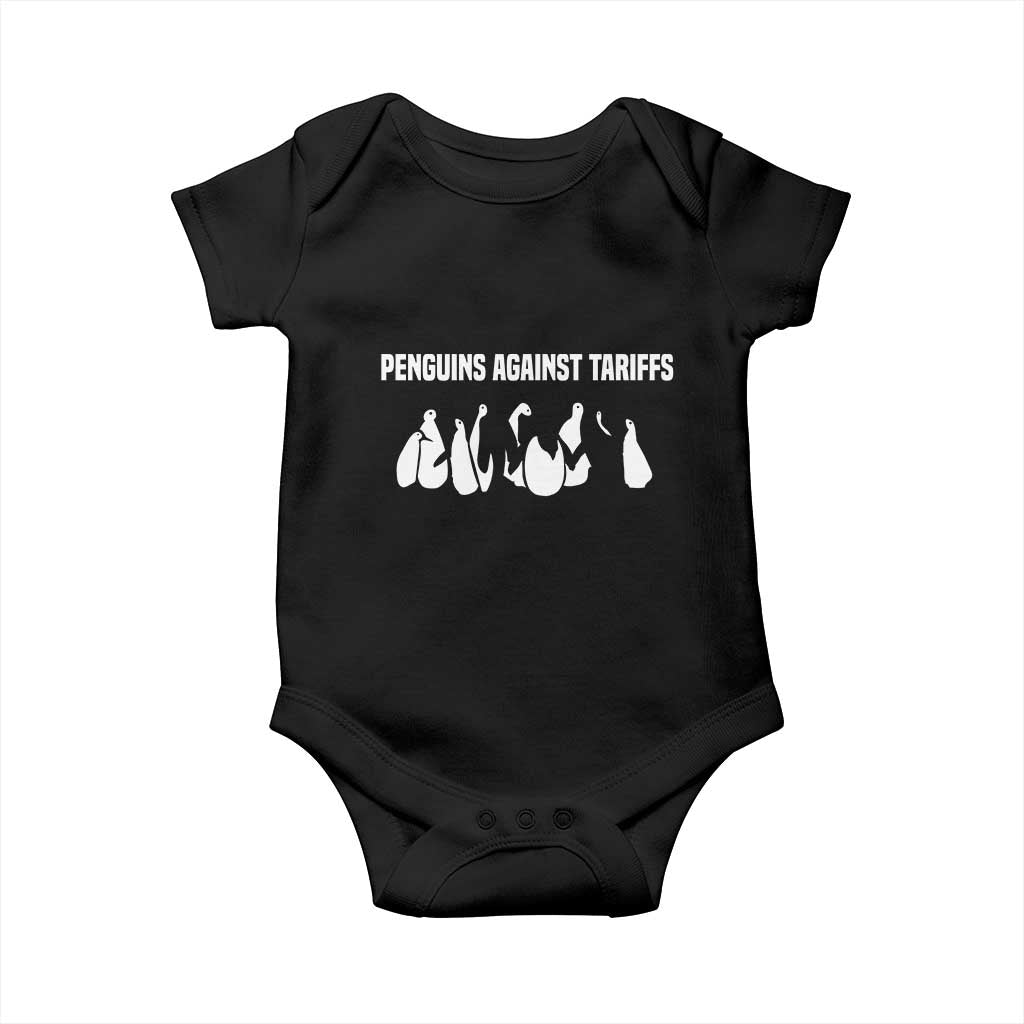 Funny Penguin Resist Baby Onesie Penguins Against Tariffs Sarcastic Saying Meme TS02 Black Print Your Wear
