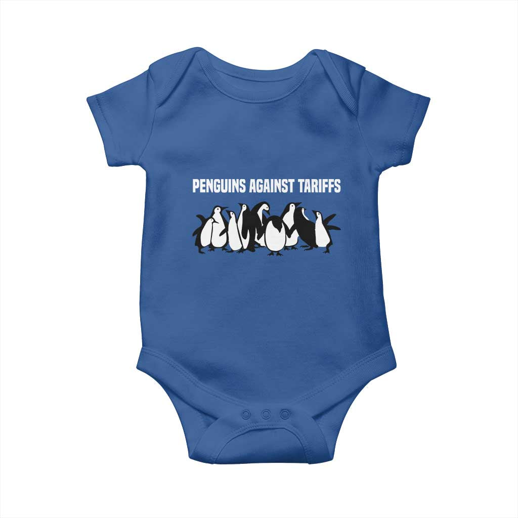 Funny Penguin Resist Baby Onesie Penguins Against Tariffs Sarcastic Saying Meme TS02 Royal Blue Print Your Wear