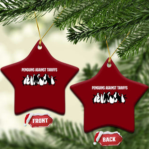 Funny Penguin Resist Ceramic Ornament Penguins Against Tariffs Sarcastic Saying Meme TS02 Print Your Wear