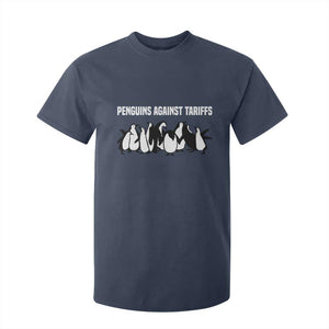 Funny Penguin Resist T Shirt For Kid Penguins Against Tariffs Sarcastic Saying Meme TS02 Navy Print Your Wear