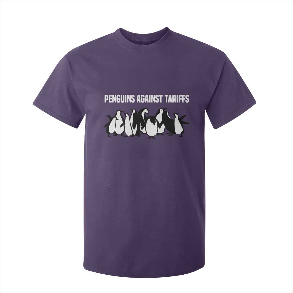 Funny Penguin Resist T Shirt For Kid Penguins Against Tariffs Sarcastic Saying Meme TS02 Purple Print Your Wear