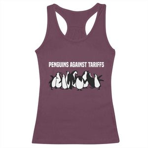 Funny Penguin Resist Racerback Tank Top Penguins Against Tariffs Sarcastic Saying Meme TS02 Maroon Print Your Wear