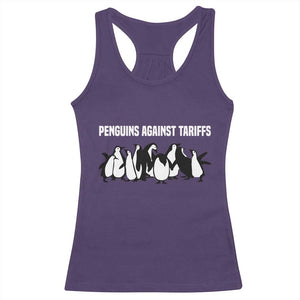 Funny Penguin Resist Racerback Tank Top Penguins Against Tariffs Sarcastic Saying Meme TS02 Purple Print Your Wear