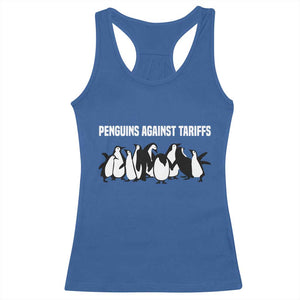 Funny Penguin Resist Racerback Tank Top Penguins Against Tariffs Sarcastic Saying Meme TS02 Royal Blue Print Your Wear