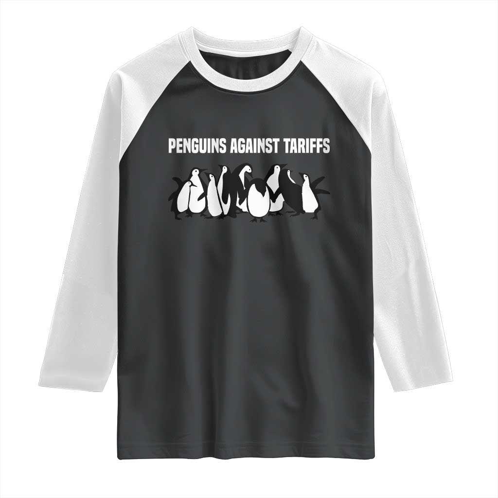 Funny Penguin Resist Raglan Shirt Penguins Against Tariffs Sarcastic Saying Meme TS02 Black White Print Your Wear