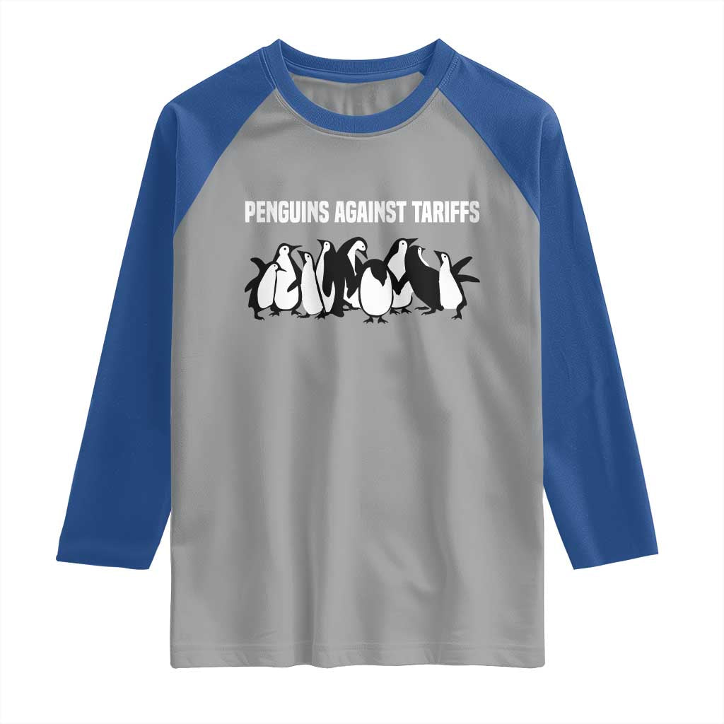 Funny Penguin Resist Raglan Shirt Penguins Against Tariffs Sarcastic Saying Meme TS02 Sport Gray Royal Print Your Wear