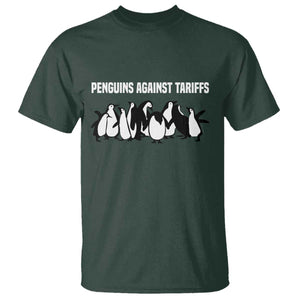 Funny Penguin Resist T Shirt Penguins Against Tariffs Sarcastic Saying Meme TS02 Dark Forest Green Print Your Wear