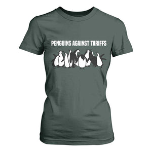 Funny Penguin Resist T Shirt For Women Penguins Against Tariffs Sarcastic Saying Meme TS02 Dark Forest Green Print Your Wear