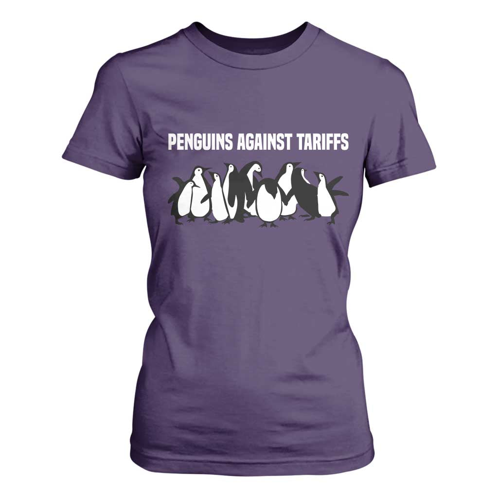Funny Penguin Resist T Shirt For Women Penguins Against Tariffs Sarcastic Saying Meme TS02 Purple Print Your Wear