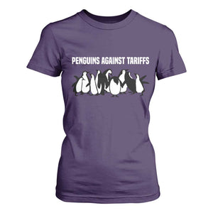 Funny Penguin Resist T Shirt For Women Penguins Against Tariffs Sarcastic Saying Meme TS02 Purple Print Your Wear