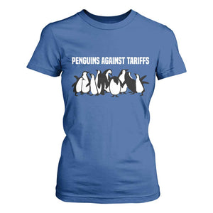 Funny Penguin Resist T Shirt For Women Penguins Against Tariffs Sarcastic Saying Meme TS02 Royal Blue Print Your Wear