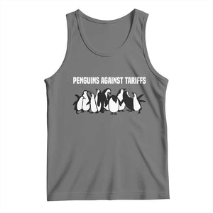 Funny Penguin Resist Tank Top Penguins Against Tariffs Sarcastic Saying Meme TS02 Black Heather Print Your Wear