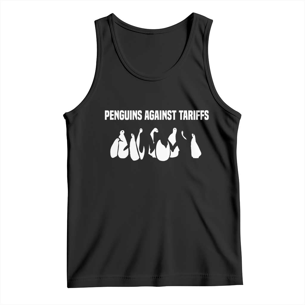 Funny Penguin Resist Tank Top Penguins Against Tariffs Sarcastic Saying Meme TS02 Black Print Your Wear