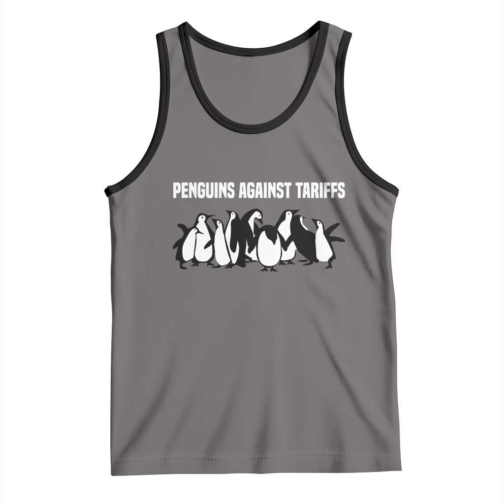 Funny Penguin Resist Tank Top Penguins Against Tariffs Sarcastic Saying Meme TS02 Deep Heather Black Print Your Wear