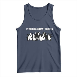 Funny Penguin Resist Tank Top Penguins Against Tariffs Sarcastic Saying Meme TS02 Navy Print Your Wear