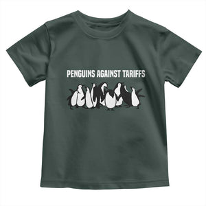 Funny Penguin Resist Toddler T Shirt Penguins Against Tariffs Sarcastic Saying Meme TS02 Dark Forest Green Print Your Wear