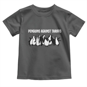 Funny Penguin Resist Toddler T Shirt Penguins Against Tariffs Sarcastic Saying Meme TS02 Dark Heather Print Your Wear