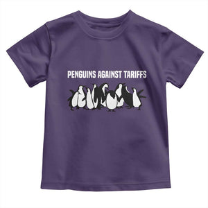 Funny Penguin Resist Toddler T Shirt Penguins Against Tariffs Sarcastic Saying Meme TS02 Purple Print Your Wear
