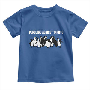 Funny Penguin Resist Toddler T Shirt Penguins Against Tariffs Sarcastic Saying Meme TS02 Royal Blue Print Your Wear