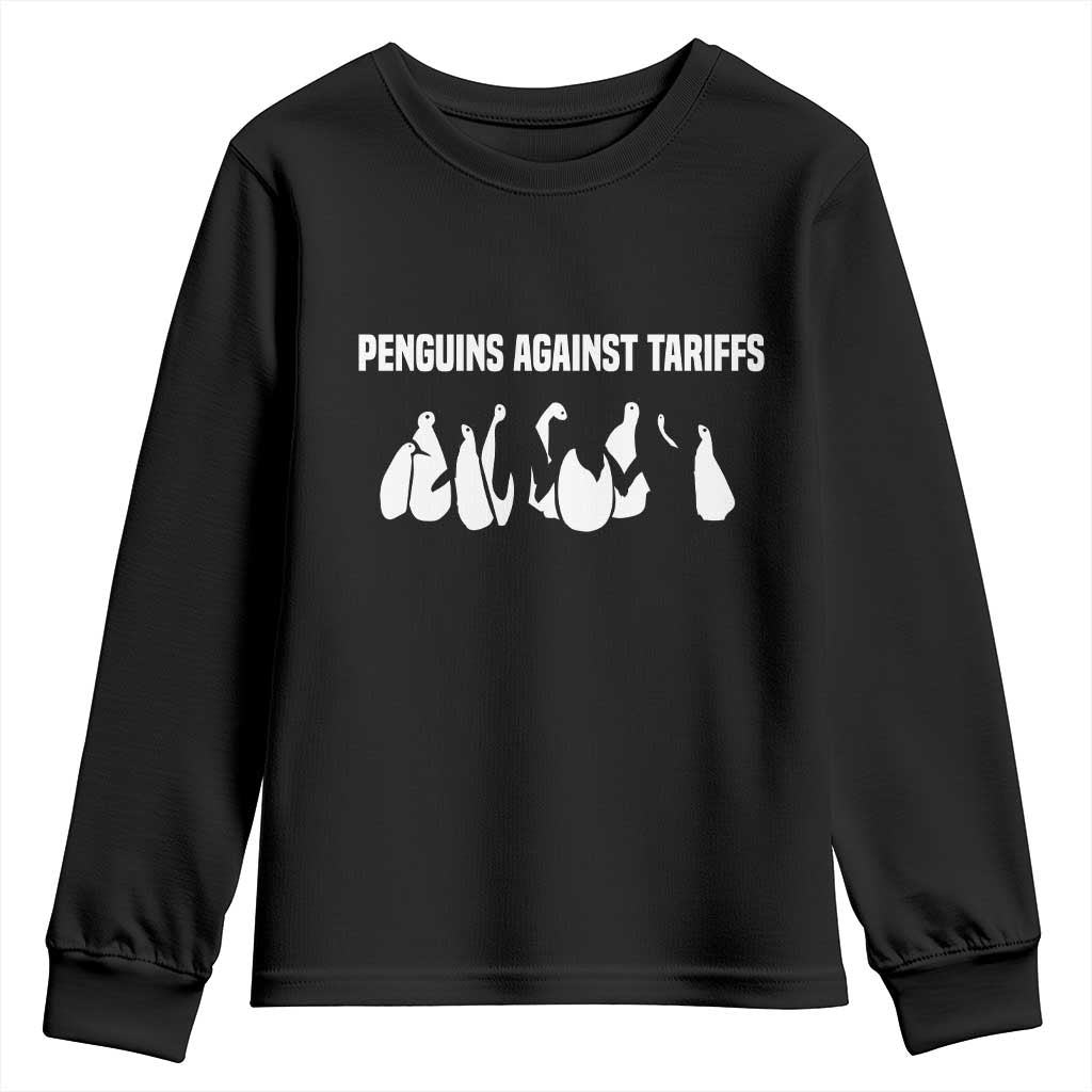 Funny Penguin Resist Youth Sweatshirt Penguins Against Tariffs Sarcastic Saying Meme TS02 Black Print Your Wear