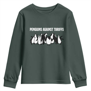 Funny Penguin Resist Youth Sweatshirt Penguins Against Tariffs Sarcastic Saying Meme TS02 Dark Forest Green Print Your Wear