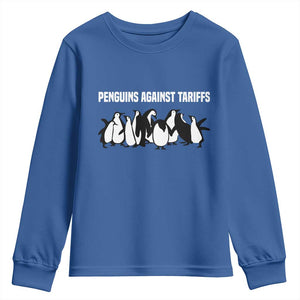 Funny Penguin Resist Youth Sweatshirt Penguins Against Tariffs Sarcastic Saying Meme TS02 Royal Blue Print Your Wear