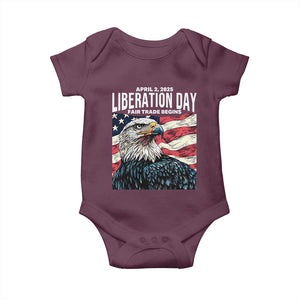 Liberation Day April 2 2025 Baby Onesie Fair Trade Patriotic American Eagle USA Flag TS02 Maroon Print Your Wear