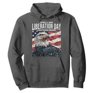 Liberation Day April 2 2025 Hoodie Fair Trade Patriotic American Eagle USA Flag TS02 Dark Heather Print Your Wear