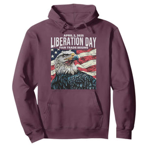 Liberation Day April 2 2025 Hoodie Fair Trade Patriotic American Eagle USA Flag TS02 Maroon Print Your Wear