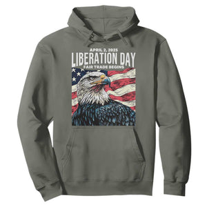 Liberation Day April 2 2025 Hoodie Fair Trade Patriotic American Eagle USA Flag TS02 Military Green Print Your Wear