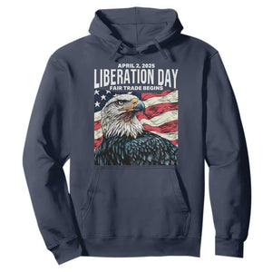 Liberation Day April 2 2025 Hoodie Fair Trade Patriotic American Eagle USA Flag TS02 Navy Print Your Wear