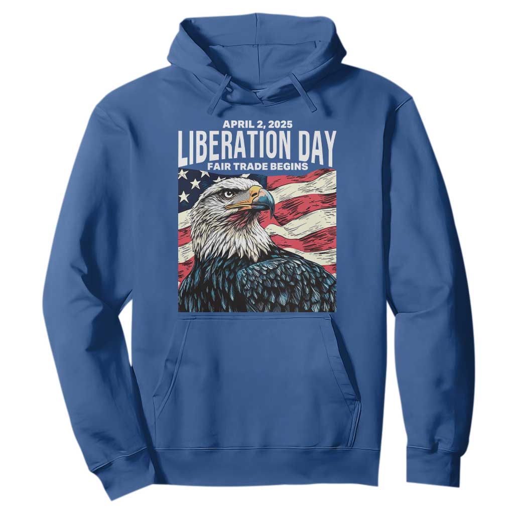 Liberation Day April 2 2025 Hoodie Fair Trade Patriotic American Eagle USA Flag TS02 Royal Blue Print Your Wear