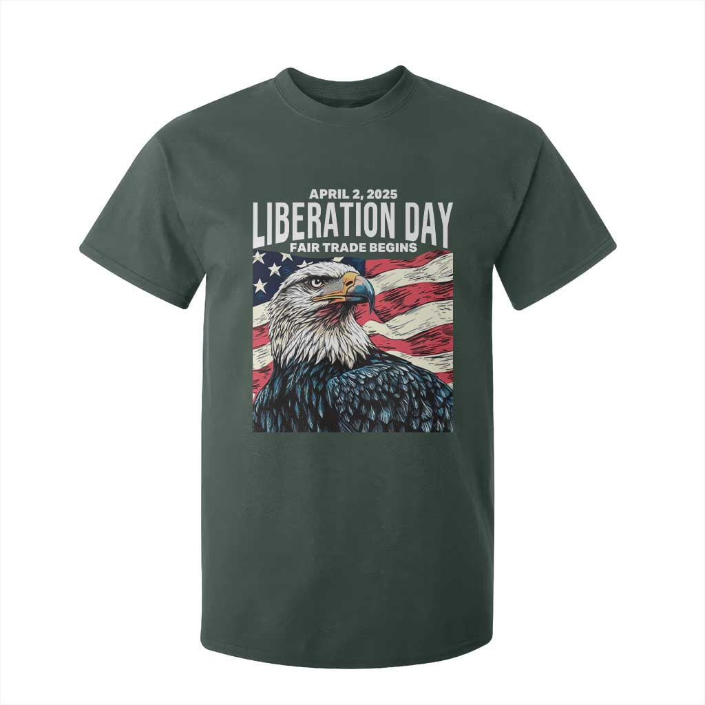 Liberation Day April 2 2025 T Shirt For Kid Fair Trade Patriotic American Eagle USA Flag TS02 Dark Forest Green Print Your Wear