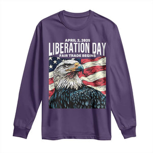 Liberation Day April 2 2025 Long Sleeve Shirt Fair Trade Patriotic American Eagle USA Flag TS02 Purple Print Your Wear
