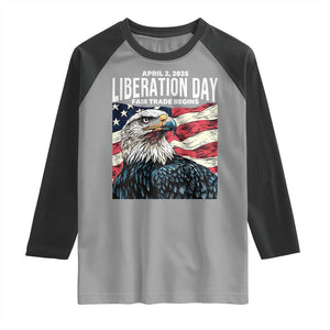 Liberation Day April 2 2025 Raglan Shirt Fair Trade Patriotic American Eagle USA Flag TS02 Sport Gray Black Print Your Wear