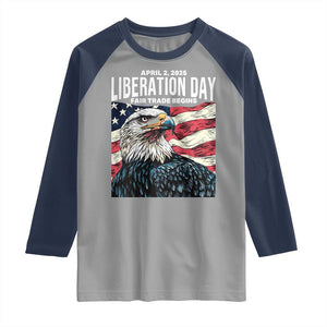 Liberation Day April 2 2025 Raglan Shirt Fair Trade Patriotic American Eagle USA Flag TS02 Sport Gray Navy Print Your Wear