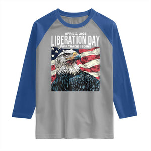 Liberation Day April 2 2025 Raglan Shirt Fair Trade Patriotic American Eagle USA Flag TS02 Sport Gray Royal Print Your Wear