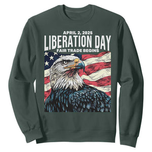 Liberation Day April 2 2025 Sweatshirt Fair Trade Patriotic American Eagle USA Flag TS02 Dark Forest Green Print Your Wear
