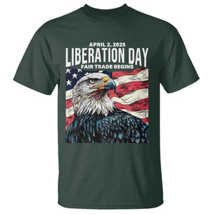 Liberation Day April 2 2025 T Shirt Fair Trade Patriotic American Eagle USA Flag TS02 Dark Forest Green Print Your Wear