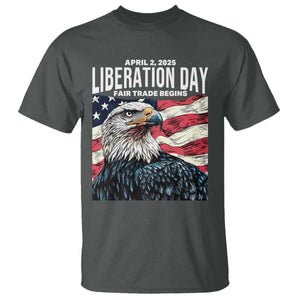 Liberation Day April 2 2025 T Shirt Fair Trade Patriotic American Eagle USA Flag TS02 Dark Heather Print Your Wear