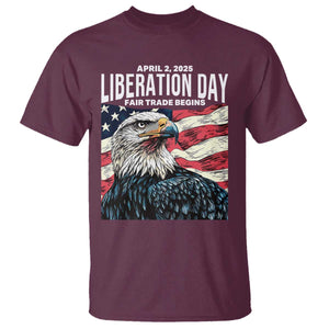 Liberation Day April 2 2025 T Shirt Fair Trade Patriotic American Eagle USA Flag TS02 Maroon Print Your Wear