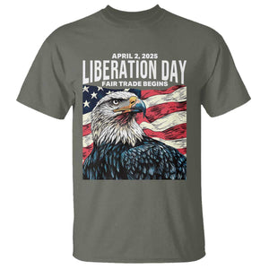Liberation Day April 2 2025 T Shirt Fair Trade Patriotic American Eagle USA Flag TS02 Military Green Print Your Wear
