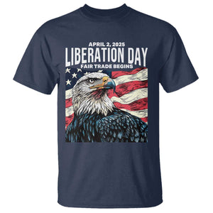 Liberation Day April 2 2025 T Shirt Fair Trade Patriotic American Eagle USA Flag TS02 Navy Print Your Wear