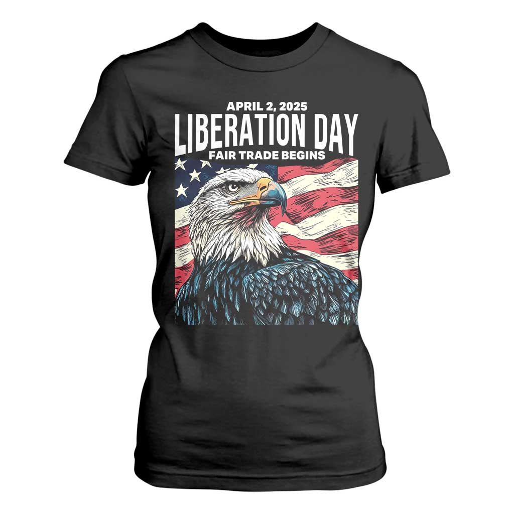 Liberation Day April 2 2025 T Shirt For Women Fair Trade Patriotic American Eagle USA Flag TS02 Black Print Your Wear